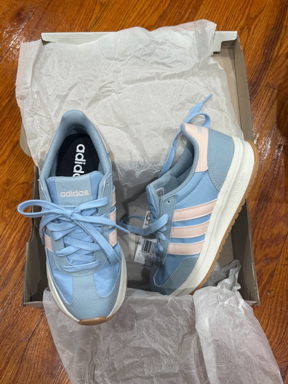 adidas Kids Light Blue & Pink Retro Runner Sneakers Size US 4